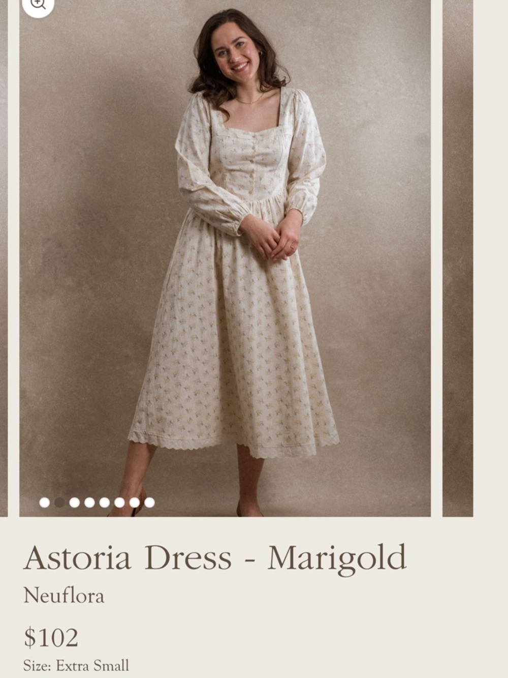 Astoria Midi Dress in Marigold Cream - Neuflora